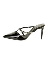 GIUSEPPE ZANOTTI Black Formal Patent Leather Mules Size 7 IT 37 New with Box