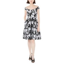 CALVIN KLEIN Women's Off-the-shoulder Brocade Floral Fit & Flare Dress TEDO