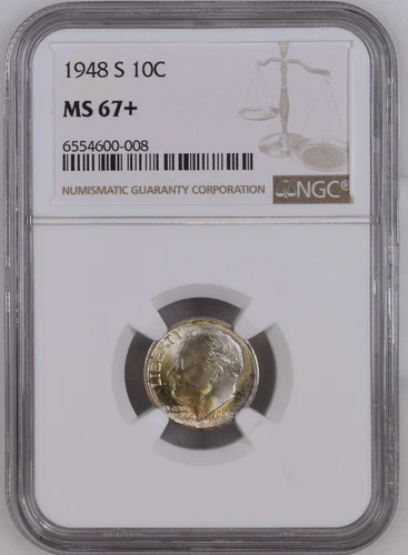 1948-S 10C Roosevelt Dime NGC MS67+ 6554600-008