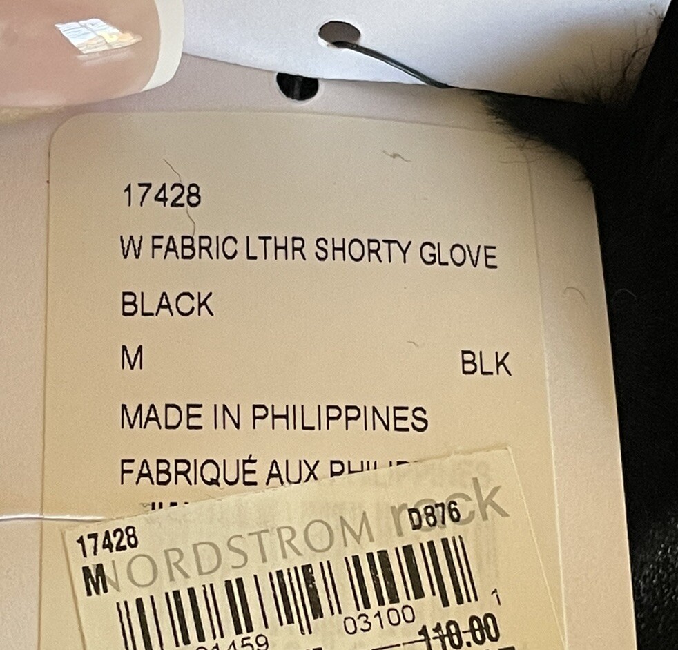 UGG FABRIC AND LEATHER SHORTY GLOVE IN BLACK SIZE M image 4