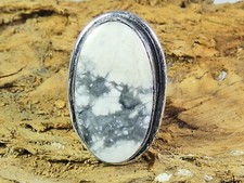 Natural Howlite 925 Solid Sterling Silver Ring Size US-6