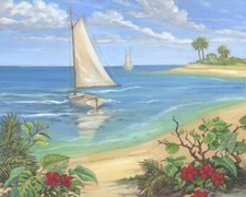 Ceramic Tile Mural Kitchen Backsplash -Plantation Key-Sailboat Art Seascape