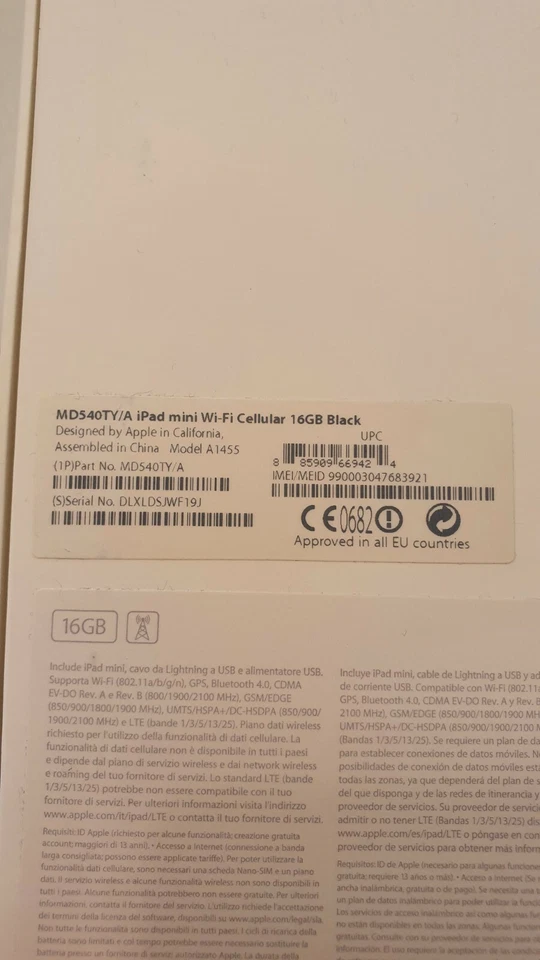 IPAD MINI APPLE MD540TY/A Wi-Fi Cellular 16gb nero, foto 4 di 4