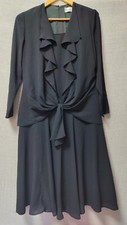 CONDICI Size 14 Black Lined Dress Chiffon Layer Shoulder Pads Mother Of Bride