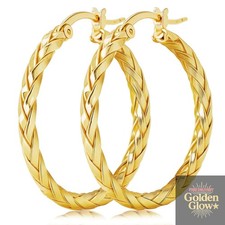 14K Gold Earrings for Women Weave Design 14K Gold Hoop Earrings Classic Timeless