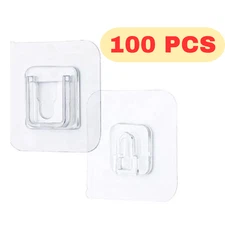 100PCS Waterproof Double-Sided Adhesive Wall Hooks Utility Suction Hanger Holder