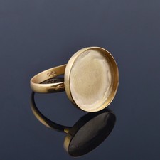 Gold Plated925 Sterling Silver 6mm Round Blank Bezel Cup Stone Setting Ring