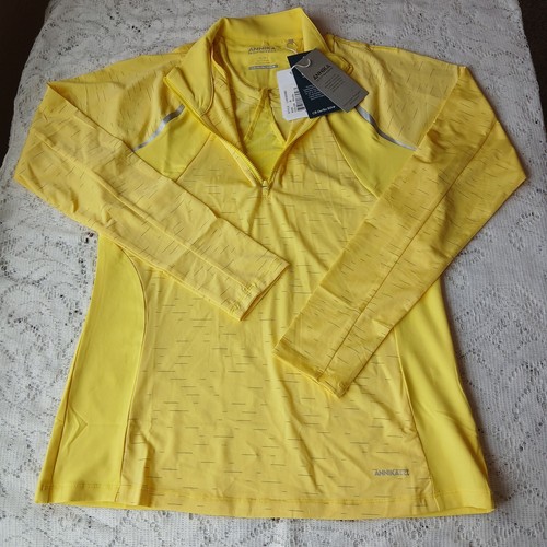 Annika Women Large Long Sleeve Golf Polo Yellow 1/4 Zip Drytec Cutter & Buck Nwt - Picture 3 of 24