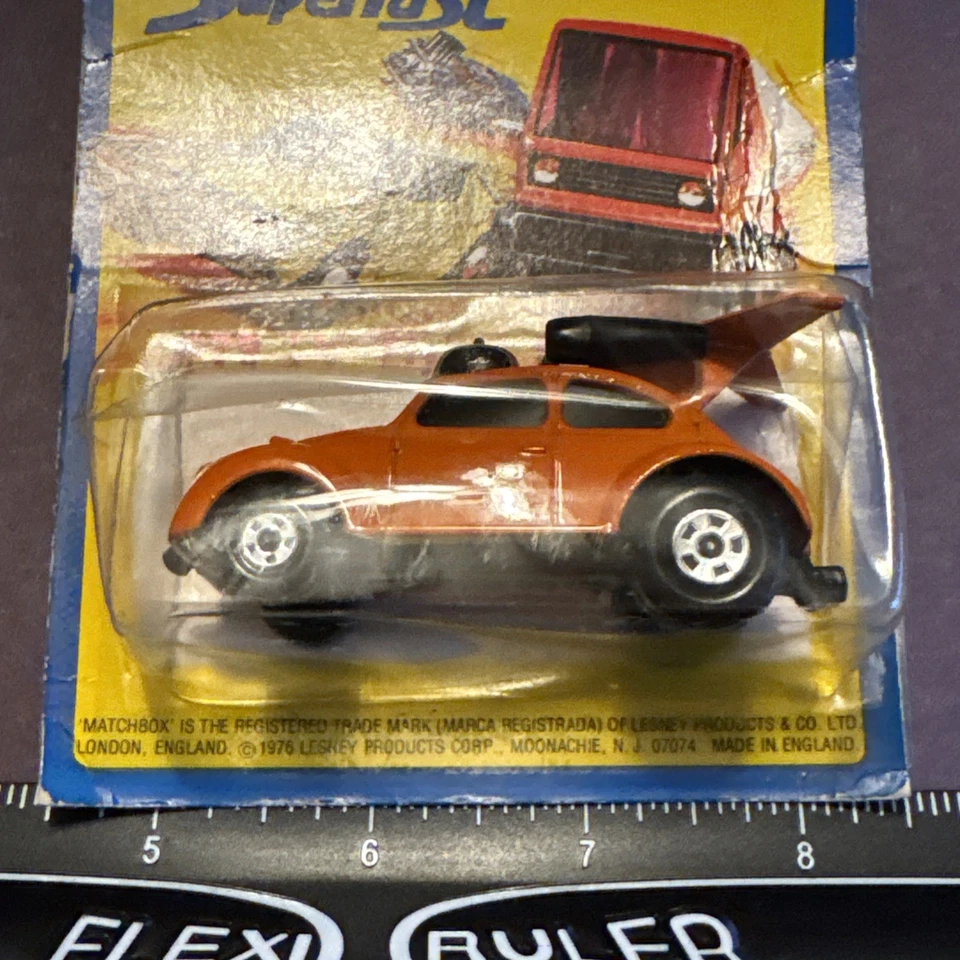 1976 Matchbox Lesney Flying Beetle No. IV Superfast Orange VW MOC - Cut Card - Image 4 of 4