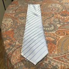 Scott Allan Collection Men's Light Blue Stripe  Necktie L 59.5" W 3.25" Silk