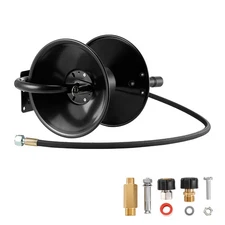 Uimoso Pressure Washer Hose Reel 50 ft x 3/8 inch Steel Mount 4000 PSI