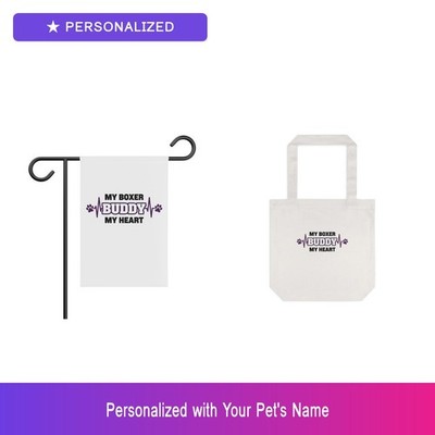 Custom Boxer Paw Print Gift Set Flag Tote Personalized Pet Name Bundle Dog Lover