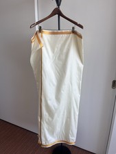 New Men's Ivory  Gold Zari Border Silk Dhoti 47" x 92" 2.4 Meters / Lungi Wrap