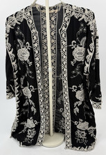 Soft Surroundings Embroidered Floral Kimono Cardigan Women s L/XL Boho