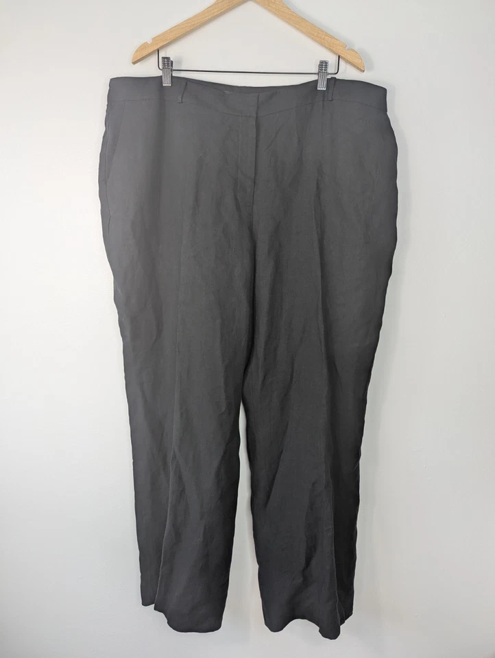 Nuevo con etiquetas Pantalón Pantalón Talbots Negro Heritage Lino Pierna Ancha Talla 24W