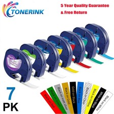 7PK Dymo Letratag Refill 91331 91330 Plastic 12mm Label Tape 1/2" LT-100H 200B