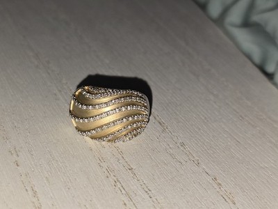 Kay Jewelers Kuppel Diamant Pavé Gelbgold/Sterling Silber Bandring jwbr