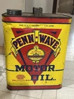 VINTAGE METAL OIL CAN PENN WAVE 100% PURE PENNSYLVANIA MOTOR OIL 2 GALLON CAN