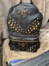 MCM Stud Stark Backpack Large Black Leather