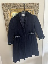 Vintage/ Retro Rothschild Girls Navy Wool Pea Coat Size 6 Embroidered