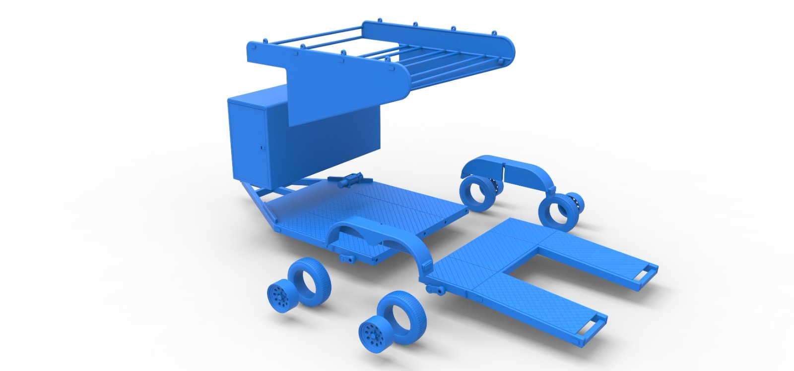 3D printed 1:25 Scale open car trailer model kit