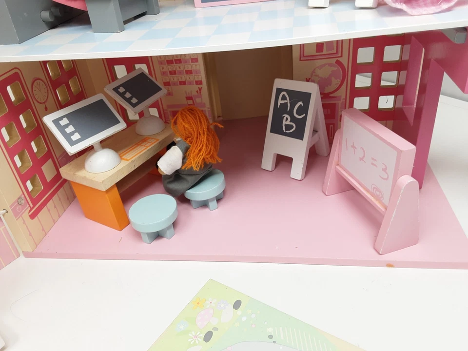 Early Learning Centre ELC Wooden Rosebud School Doll House, nearly complete - Image 4 of 4