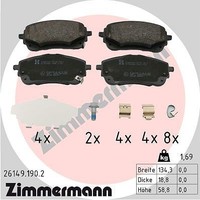 Zimmermann Bremsbelagsatz, Scheibenbremse Vorderachse U.A. FüR Suzuki, Toyota