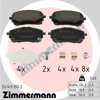 Zimmermann Bremsbelagsatz, Scheibenbremse Vorderachse U.A. FüR Suzuki, Toyota-image