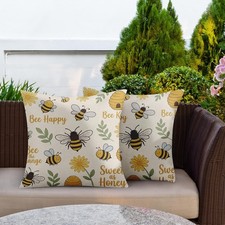 Britown Throw Pillow Covers, Bee 18" x Pack of 2 , Sunflower