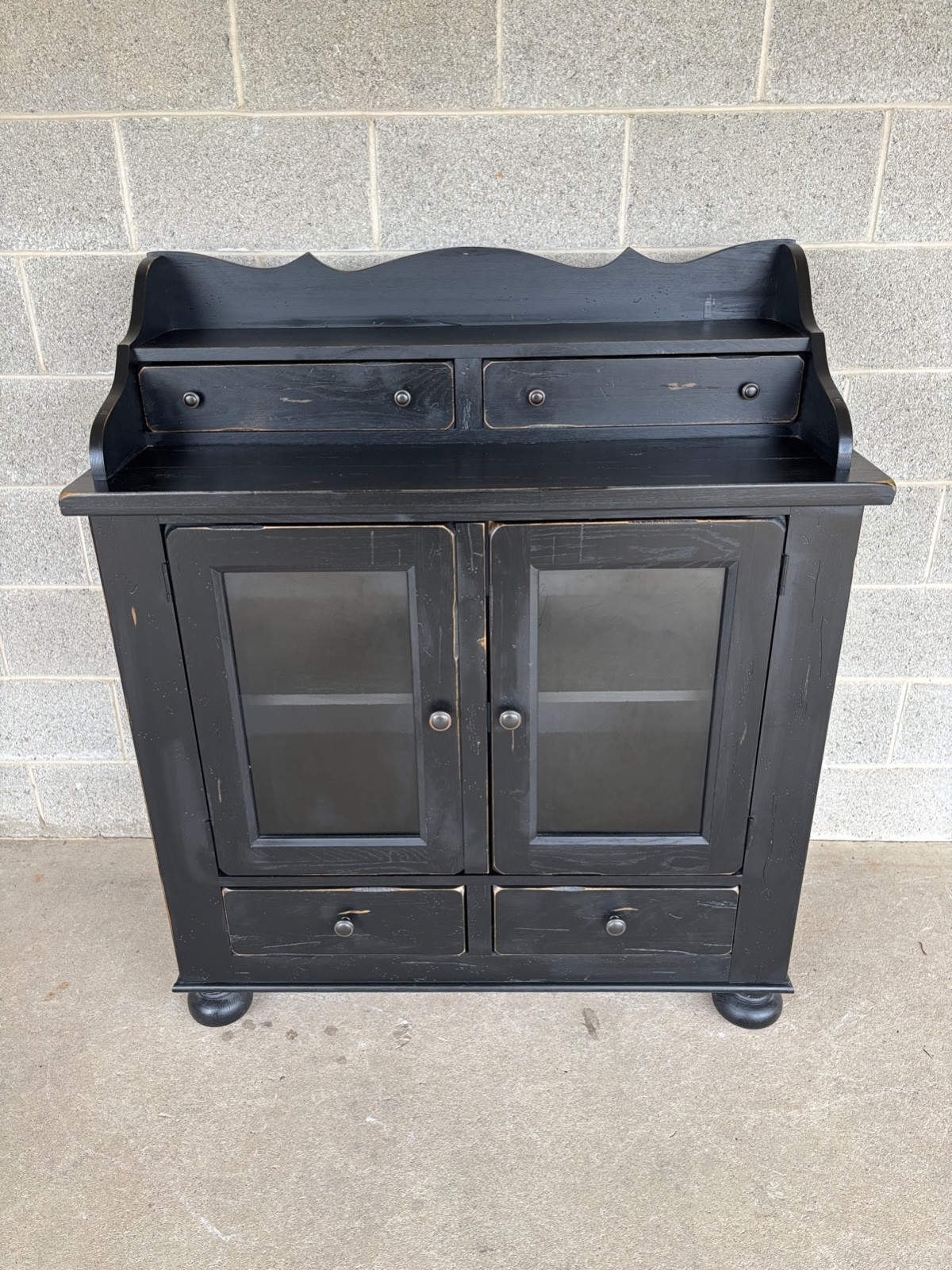 BROYHILL ATTIC HEIRLOOOMS EBONIZED OAK JELLY CUPBOARD - HUTCH