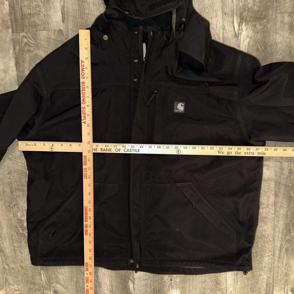 CARHARTT Storm Defender Jacket Men’s XL Black Waterproof Hooded Workwear J162BLK - Image 3 of 4