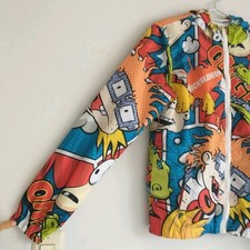 Nickelodeon Wind Breaker Teen Youth 14/16 The Rugrats All Over Print Zip Hooded