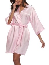 Womens Satin Robe for Bridal Party Short Silky Bride Bridesmaids Kimono Bath ...