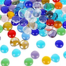 DomeStar 1LB Decorative Flat Marbles, Mixed Colors Glass Medium, Color