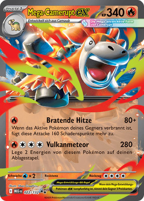   Pokémon Mega Camerupt ex | Deutsch   | 022/132 Mega-Entwicklung | NM  
