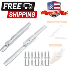 1 Pair 10 Inch Drawer Slides, White Coated Steel Drawer Track, Removable Bott...