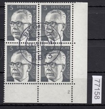Bund 1970, Mich.-Nr.: 635 gestempelt  FN 2  Eckrand  4er,-Block