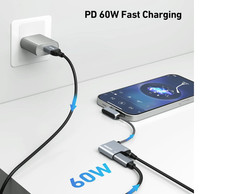 BENFEI USB C to Audio Jack Adapter with 60W Fast Charging, USB-C Silver