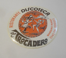 RISTORANTE DISCOTECA - EL TROCADERO -MARGINE ROSSO -  ADESIVO ANNI 80 CON VELINA