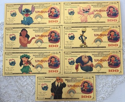 Gold Foil Plated Lilo and Stitch Set Disney Collectible Set Of 7