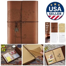 Stylish A5 Refillable Writing Journal for Women - Faux Leather Brown Notebook
