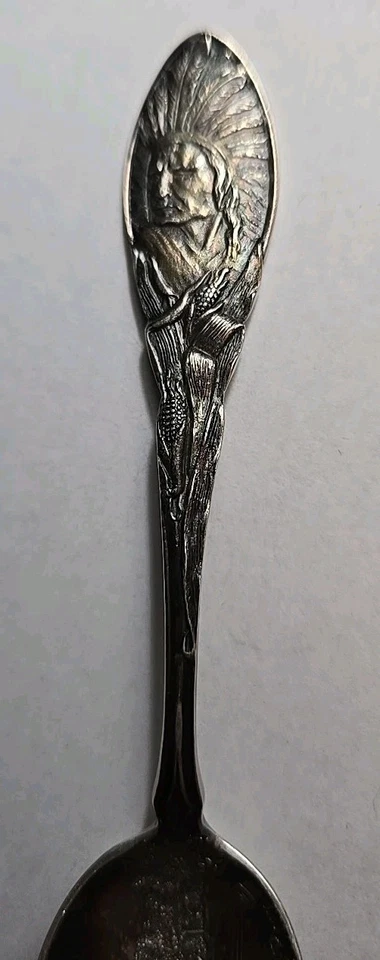 CUCHARA DEMITASE VINTAGE INDIA PLATA ESTERLINA PARADISE RUN RECUERDO 4 1/4" Foto 3 de 4