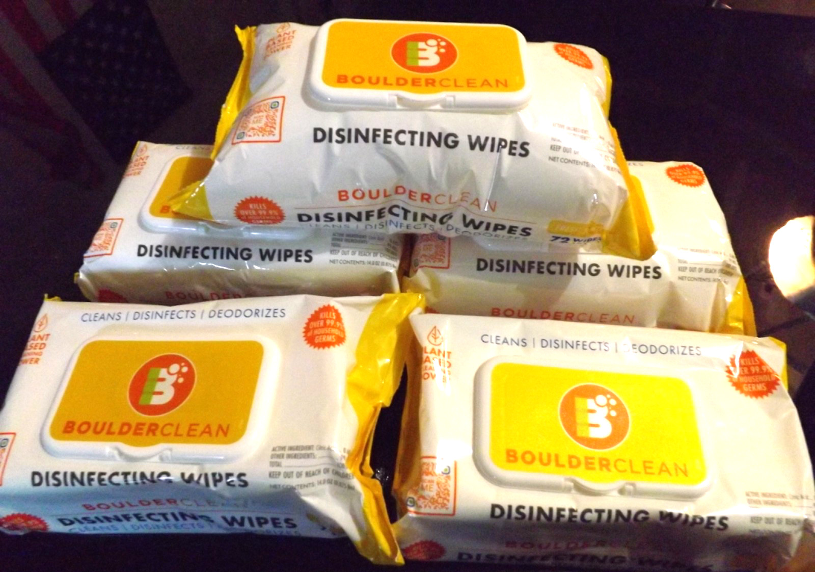 Lot 5: BOULDER CLEAN 99%Disinfecting Wipes Lemon Fresh 72 Count Each Plant Based