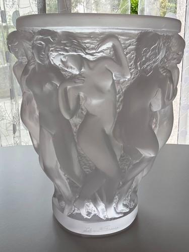 BACCHANTES LALIQUE France Colorless Crystal Vase - Small Model / Iconic