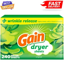 Gain Dryer Sheets Laundry Anti-Static Fabric Softener, Original Scent, 240 Count