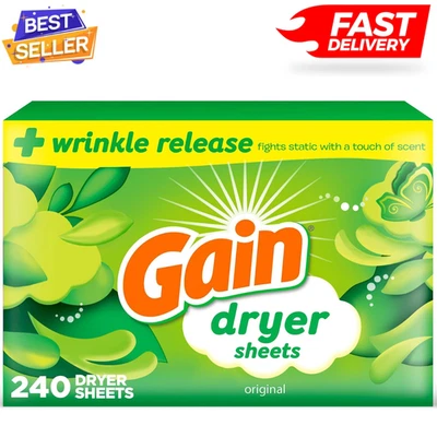 Gain Dryer Sheets Laundry Anti-Static Fabric Softener, Original Scent, 240 Count
