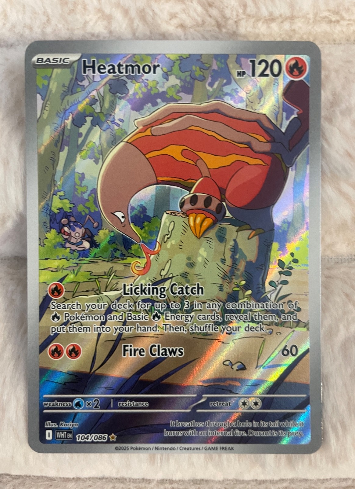 Pokemon Card Heatmor 104/086 SV: White Flare (WHT) Holo Illustration Rare NM