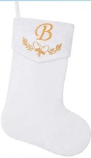 19.5 inches Personalized Velvet Christmas Stocking,Initials Embroidered Letter B