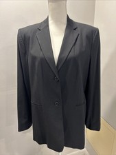 Talbots Black Blazer Jacket Lined Suit Double Button Size 14
