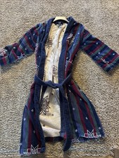 Preowned Men s House Robe 100 Cotton One Size Multicolored W/double Belt Loop
